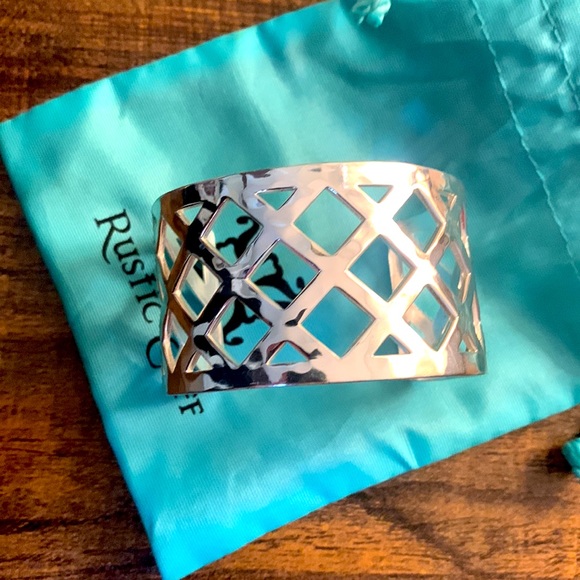 Rustic Cuff - Silver Lattice Cuff - Picture 2 of 2